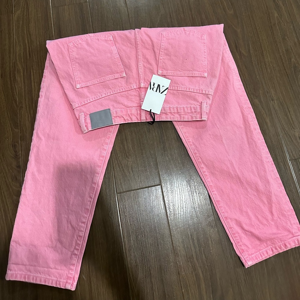 Zara pink mom jeans size 8